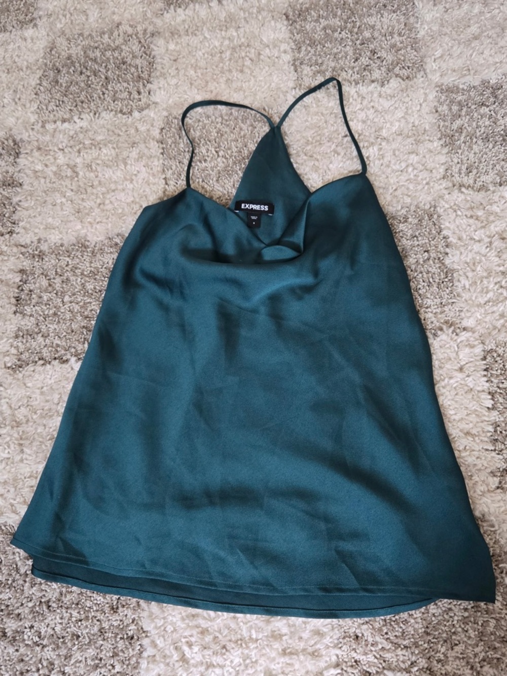 Express Women's Teal Satin Cowl Neck Camisole - Deep Teal